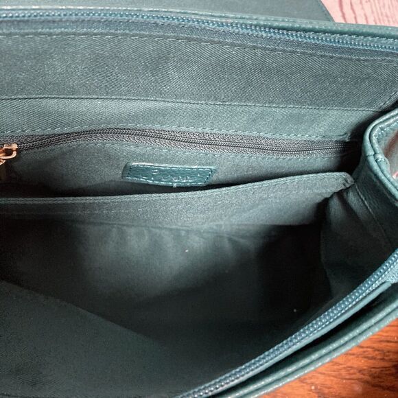 Crossi Green Bow Shoulder Bag Top Handle Adjustable Strap Chic Faux Leather - Picture 8 of 13